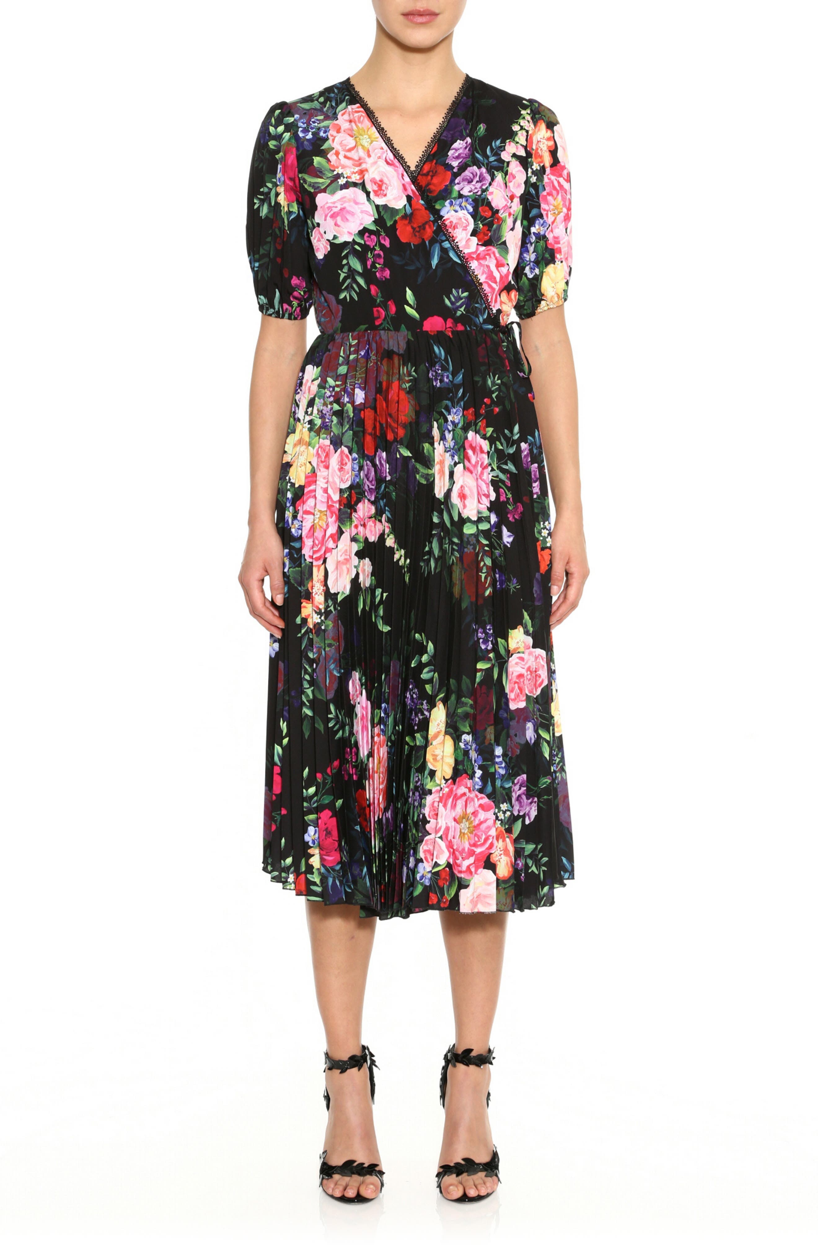 Marchesa Notte Floral Print Pleated ...